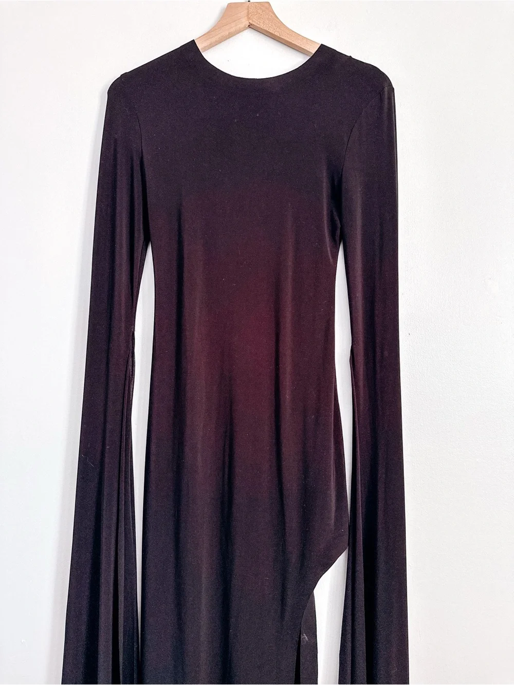 Norma Kamali Black Open Back Maxi Dress Dramatic Sleeve Size S